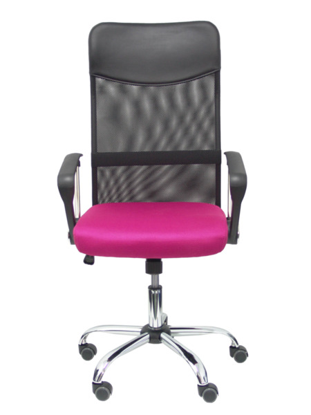 Silla de oficina Gontar respaldo malla negro asiento rosa (2)