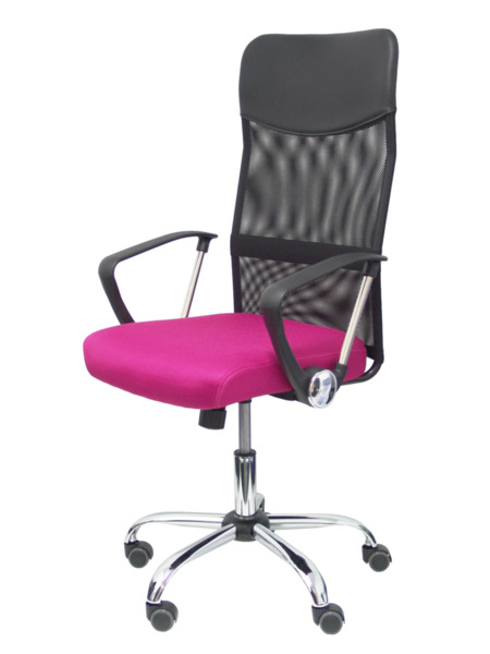 Silla de oficina Gontar respaldo malla negro asiento rosa (3)