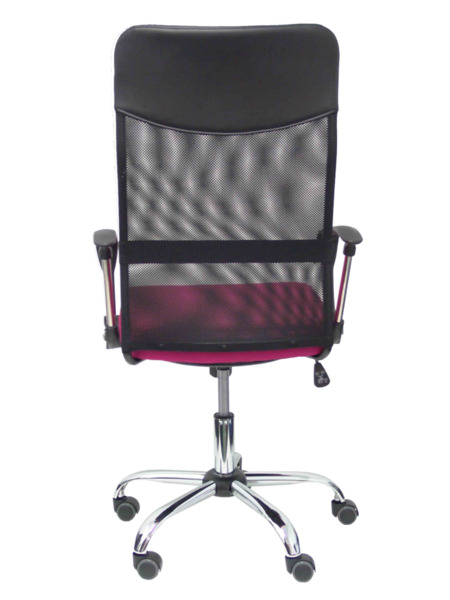 Silla de oficina Gontar respaldo malla negro asiento rosa (6)