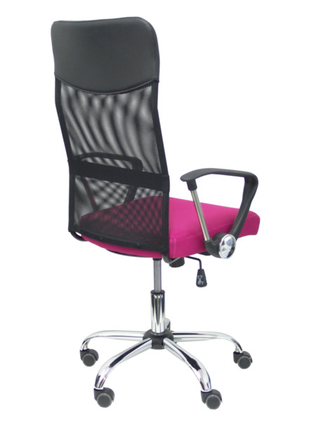 Silla de oficina Gontar respaldo malla negro asiento rosa (7)
