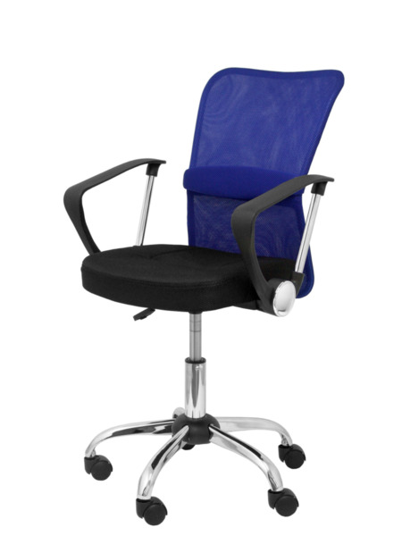 Silla de oficina infantil Cardenete respaldo malla azul asiento negro (3)