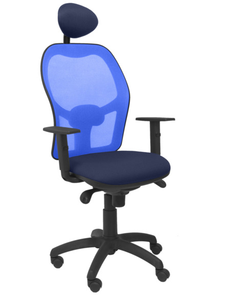Silla de oficina Jorquera malla azul asiento bali azul marino con cabecero fijo (1)