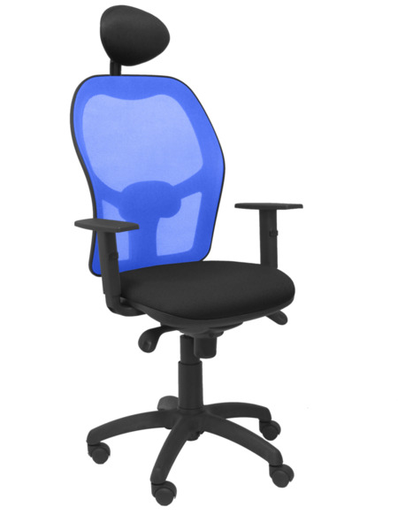 Silla de oficina Jorquera malla azul asiento bali negro con cabecero fijo (1)