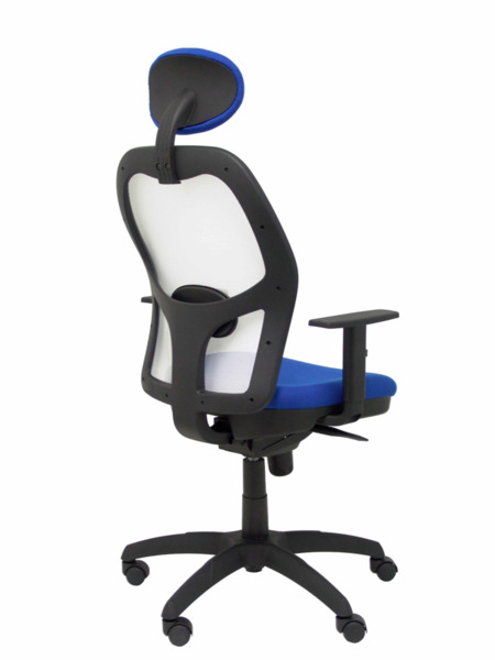 Silla de oficina Jorquera malla blanca asiento bali azul con cabecero fijo (6)