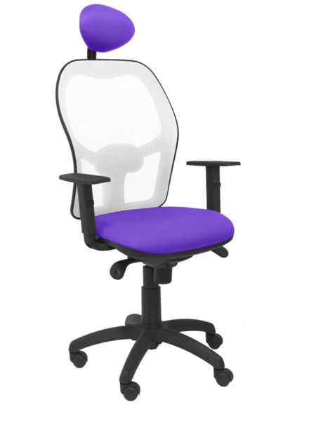 Silla de oficina Jorquera malla blanca asiento bali lila con cabecero fijo (1)