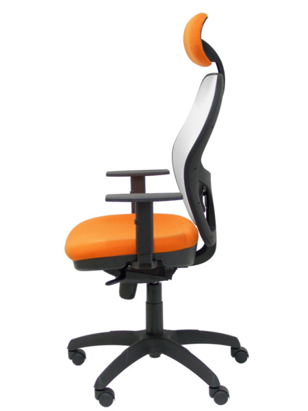 Silla de oficina Jorquera malla blanca asiento bali naranja con cabecero fijo (4)