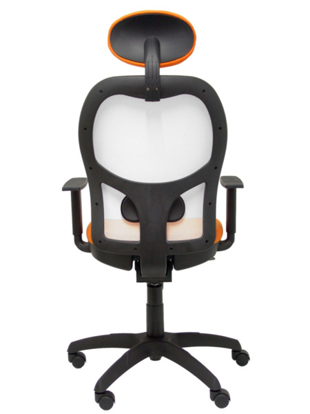 Silla de oficina Jorquera malla blanca asiento bali naranja con cabecero fijo (6)