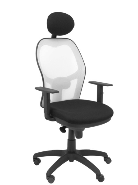 Silla de oficina Jorquera malla blanca asiento bali negro con cabecero fijo (1)
