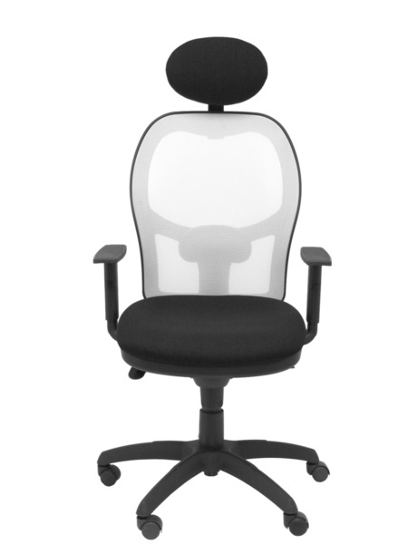 Silla de oficina Jorquera malla blanca asiento bali negro con cabecero fijo (2)