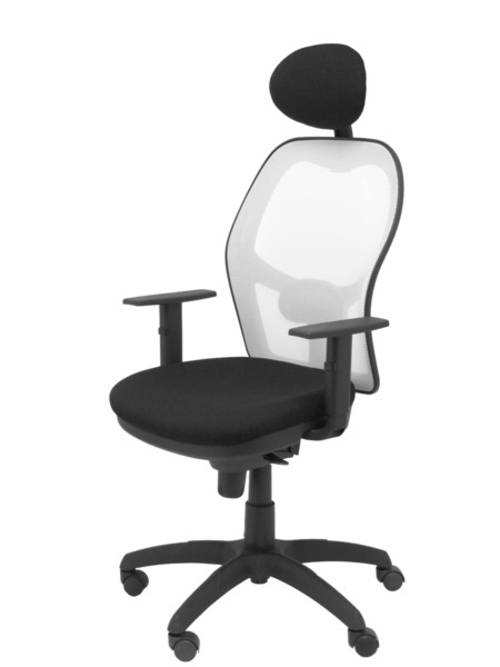 Silla de oficina Jorquera malla blanca asiento bali negro con cabecero fijo (3)