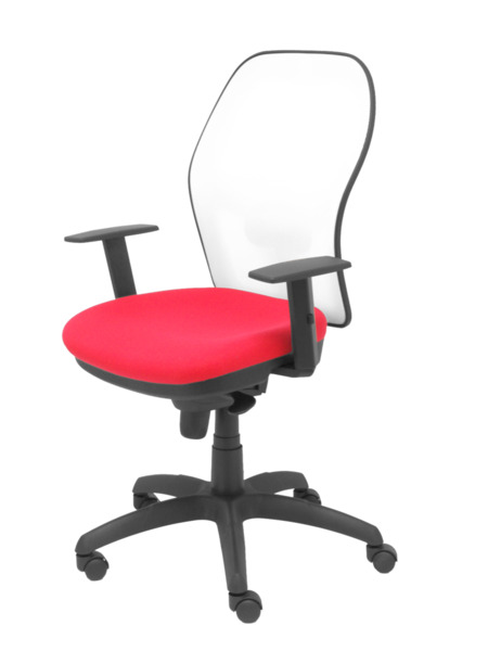 Silla de oficina Jorquera malla blanca asiento bali rojo (3)