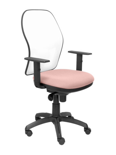 Silla de oficina Jorquera malla blanca asiento bali rosa pálido (1)