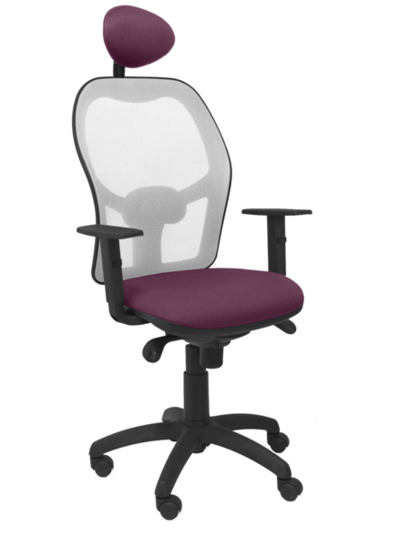Silla de oficina Jorquera malla gris asiento bali lila con cabecero fijo (1)
