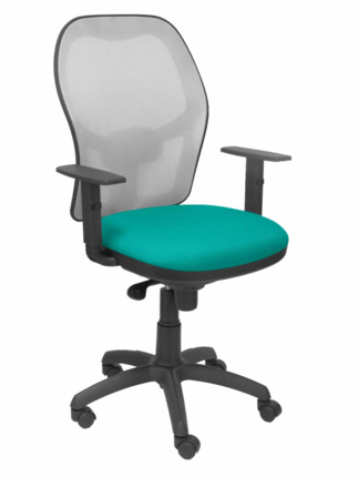 Silla de oficina Jorquera malla gris asiento bali verde claro