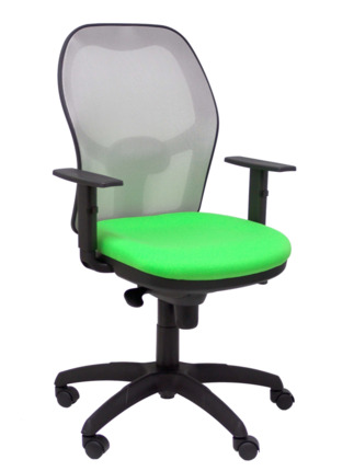 Silla de oficina Jorquera malla gris asiento bali verde pistacho