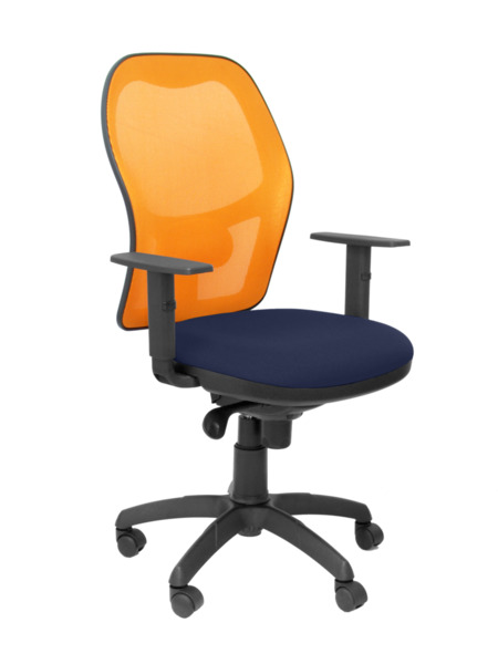 Silla de oficina Jorquera malla naranja asiento bali azul marino (1)