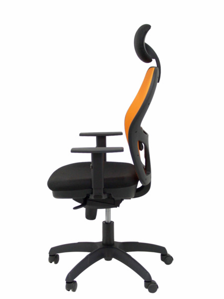 Silla de oficina Jorquera malla naranja asiento bali negro con cabecero fijo (4)