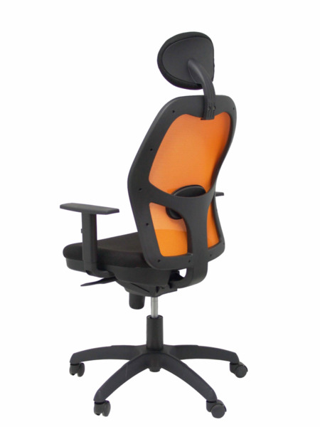 Silla de oficina Jorquera malla naranja asiento bali negro con cabecero fijo (5)