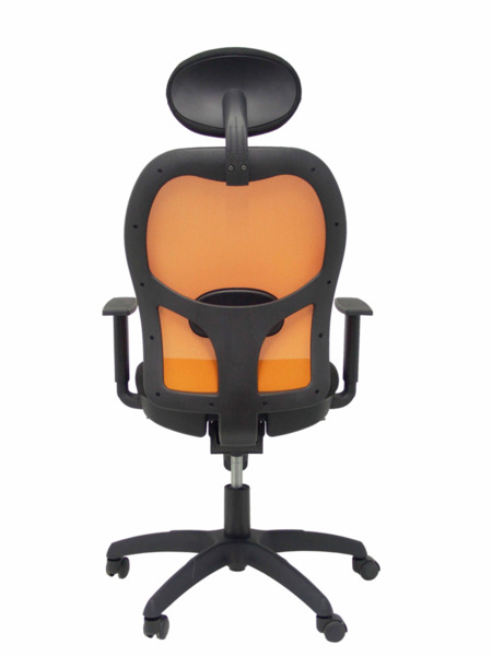 Silla de oficina Jorquera malla naranja asiento bali negro con cabecero fijo (6)