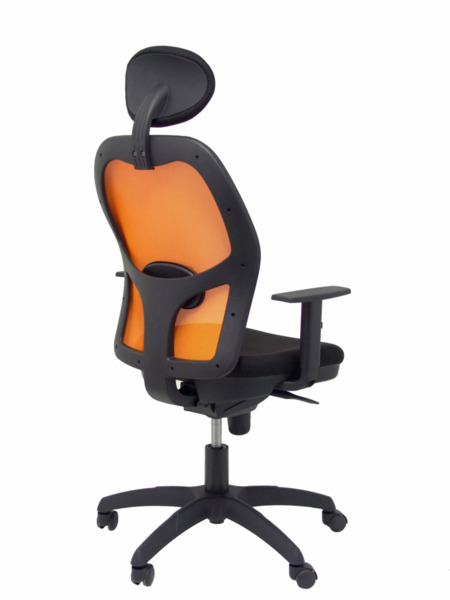 Silla de oficina Jorquera malla naranja asiento bali negro con cabecero fijo (7)