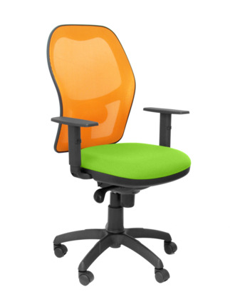 Silla de oficina Jorquera malla naranja asiento bali verde pistacho