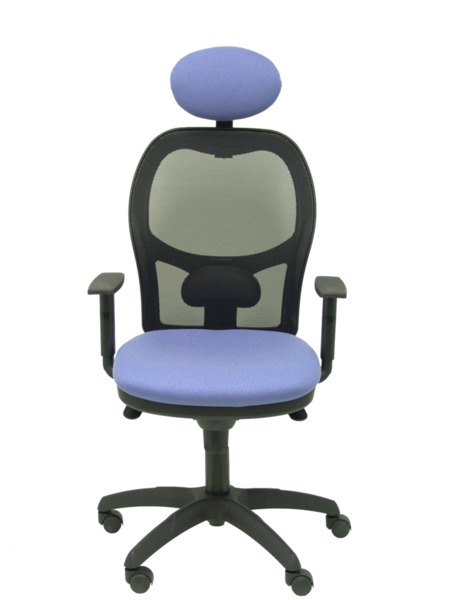 Silla de oficina Jorquera malla negra asiento bali azul claro con cabecero fijo (2)