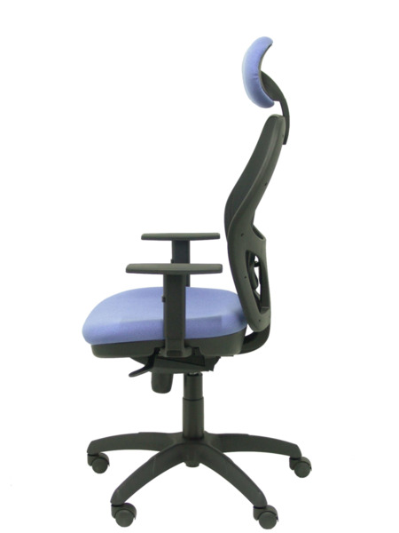 Silla de oficina Jorquera malla negra asiento bali azul claro con cabecero fijo (4)