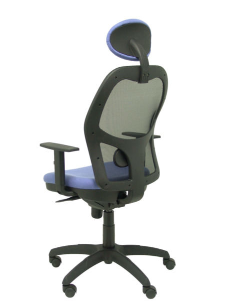 Silla de oficina Jorquera malla negra asiento bali azul claro con cabecero fijo (5)