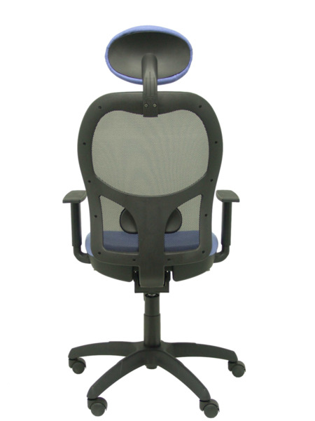 Silla de oficina Jorquera malla negra asiento bali azul claro con cabecero fijo (6)