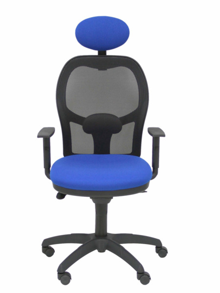 Silla de oficina Jorquera malla negra asiento bali azul con cabecero fijo (2)