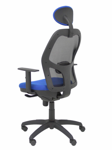 Silla de oficina Jorquera malla negra asiento bali azul con cabecero fijo (5)