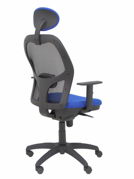 Silla de oficina Jorquera malla negra asiento bali azul con cabecero fijo (7)