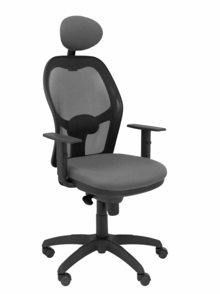 Silla de oficina Jorquera malla negra asiento bali gris medio con cabecero fijo (1)