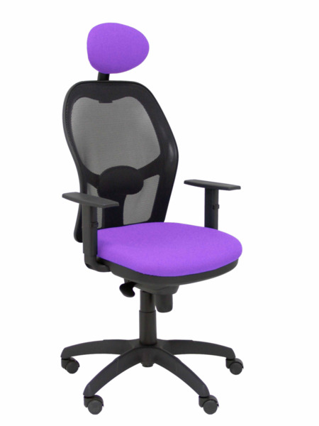 Silla de oficina Jorquera malla negra asiento bali lila con cabecero fijo (1)