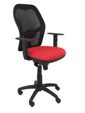 Silla de oficina Jorquera malla negra asiento bali rojo