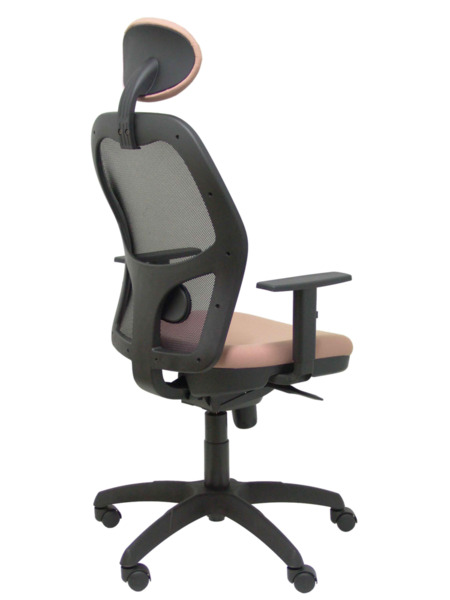 Silla de oficina Jorquera malla negra asiento bali rosa pálido con cabecero fijo (7)