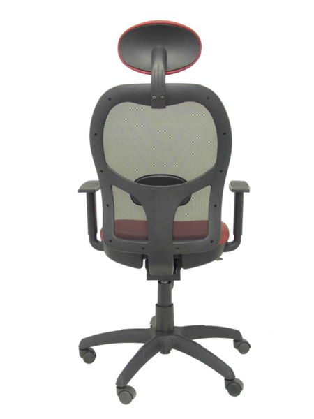 Silla de oficina Jorquera malla negra asiento similpiel granate con cabecero fijo (6)