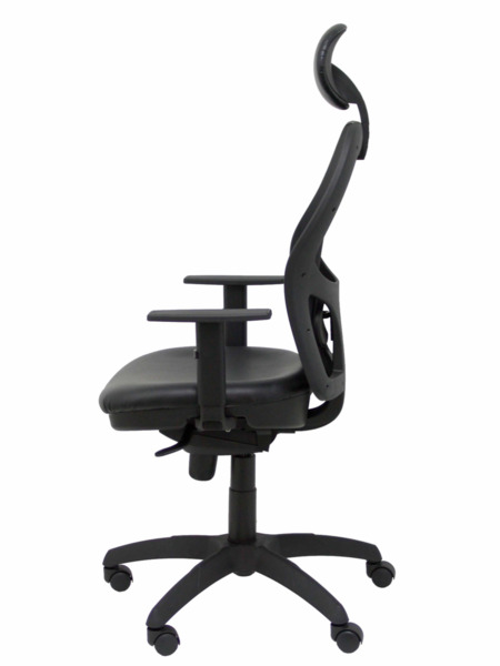 Silla de oficina Jorquera malla negra asiento similpiel negro con cabecero fijo (4)