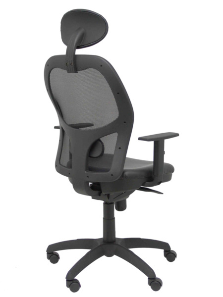 Silla de oficina Jorquera malla negra asiento similpiel negro con cabecero fijo (7)