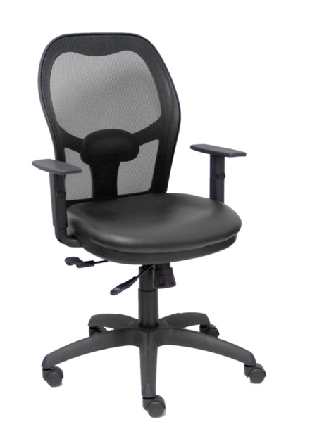 Silla de oficina Jorquera malla negra asiento similpiel negro con traslak (1)