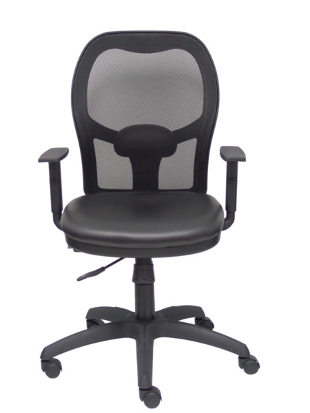 Silla de oficina Jorquera malla negra asiento similpiel negro con traslak (2)