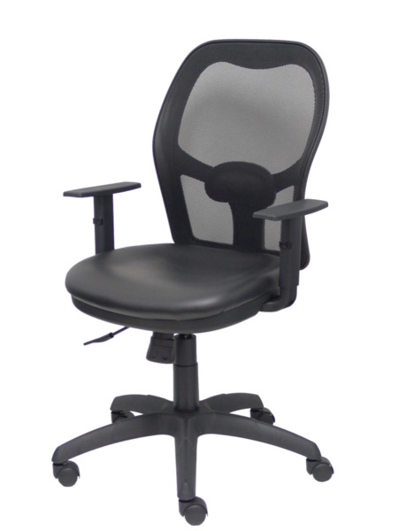 Silla de oficina Jorquera malla negra asiento similpiel negro con traslak (3)