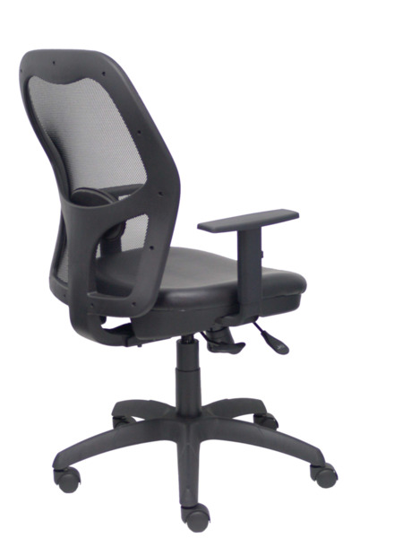 Silla de oficina Jorquera malla negra asiento similpiel negro con traslak (7)