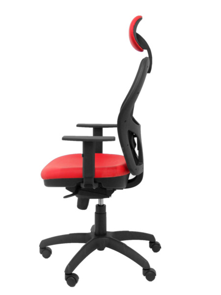 Silla de oficina Jorquera malla negra asiento similpiel rojo con cabecero fijo (4)