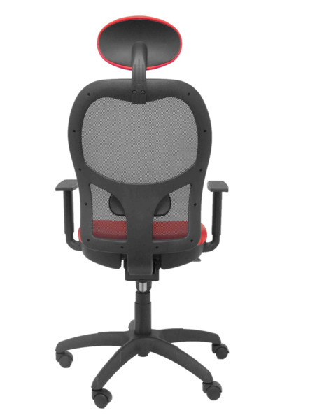 Silla de oficina Jorquera malla negra asiento similpiel rojo con cabecero fijo (6)