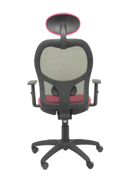 Silla de oficina Jorquera malla negra asiento similpiel rosa con cabecero fijo (6)