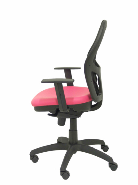 Silla de oficina Jorquera malla negra asiento similpiel rosa (4)