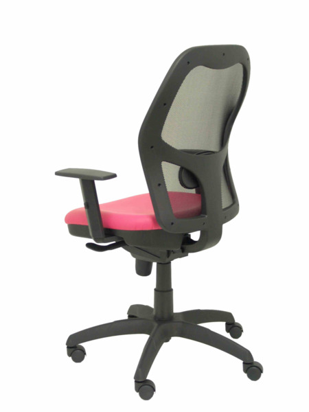 Silla de oficina Jorquera malla negra asiento similpiel rosa (5)