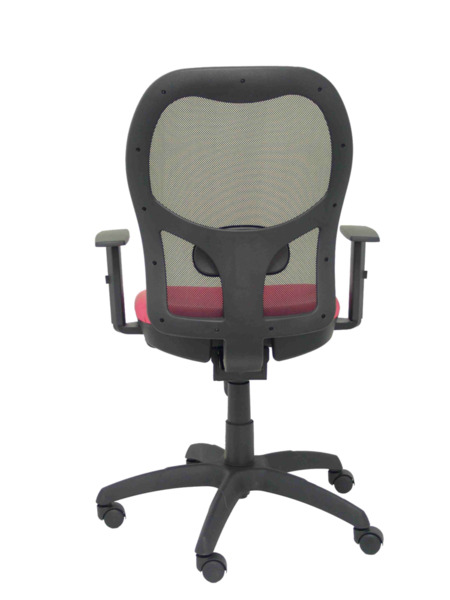 Silla de oficina Jorquera malla negra asiento similpiel rosa (6)