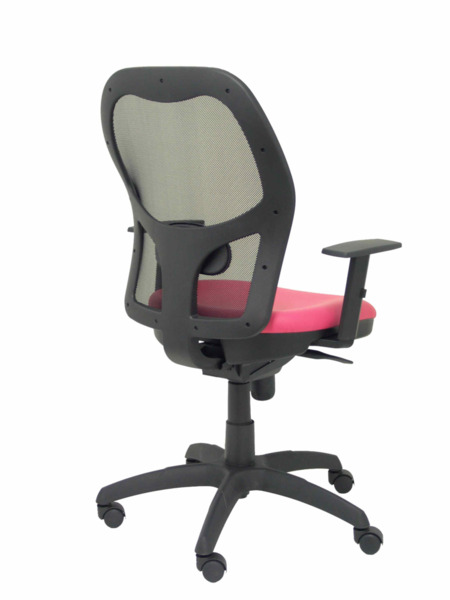 Silla de oficina Jorquera malla negra asiento similpiel rosa (7)